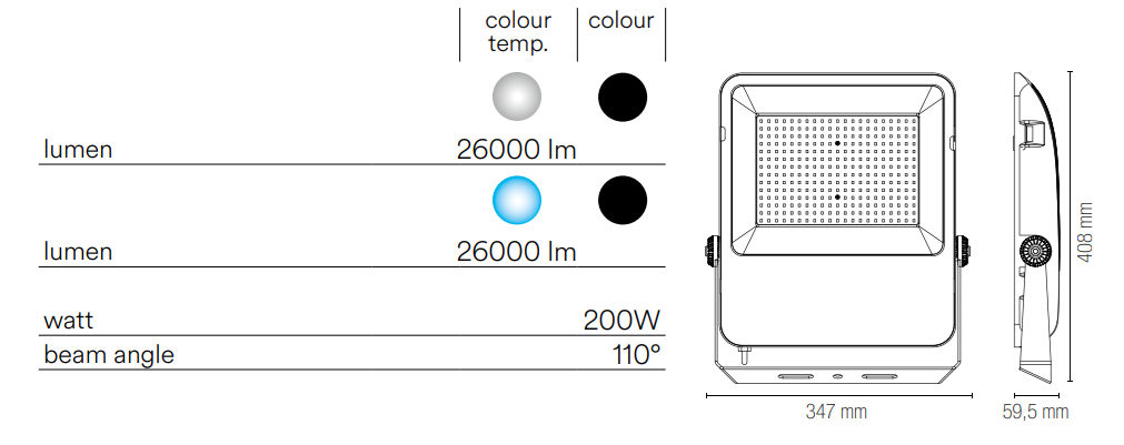 Proiettore per esterno IP65 alluminio nero luce 4000-6000°k varie potenze TAURUS Proiettore per esterno IP65 alluminio nero luce 4000-6000°k varie potenze TAURUS